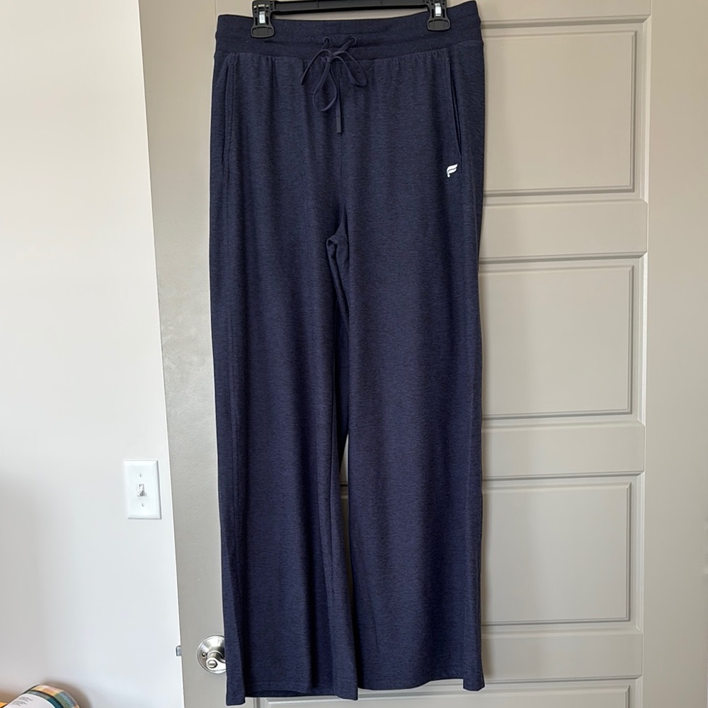Fabletics Cloud Jersey Wide Leg Pants; Size L; Deep Navy Heather; NWT